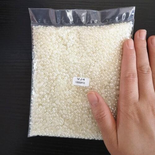 10000pcs DIY Craft Supplies Creative Mobile Phone Shell Cream Shells Dropping Glue Slime Filler Half-faced Pearl