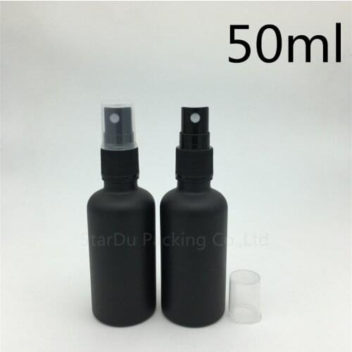 12pcs 50ml black Frosted glass bottle with Perfume sprayer, 50cc Essential Oil Spray Glass Bottle