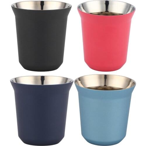 Double Wall Design Coffee Drinking Mug 304 Stainless Steel Insulation Coffee Cup Capsule Cup Drinkware for Kitchen Supplies