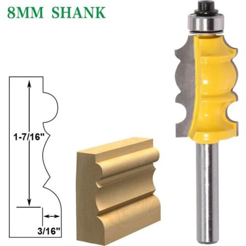 8mm Shank Double Cutting Edges Handrail Router Bit with Bearing Woodworking Moulding End Milling Cutter