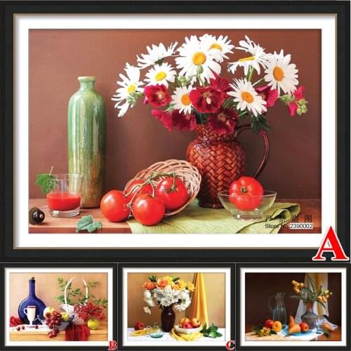 Diamond Mosaic Flowers Vase Tomato Diamond Embroidery Cross Stitch Kits Diamond Painting Home Decor Diy Diamond Painting