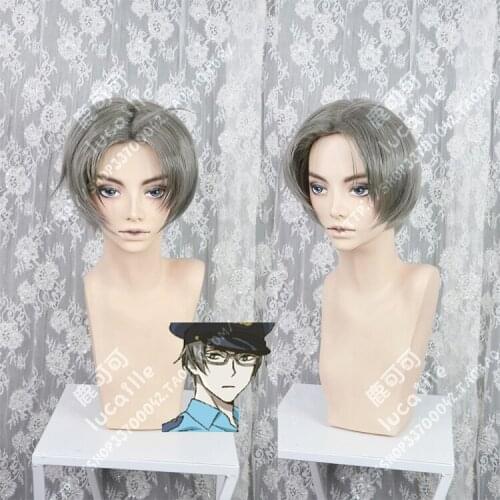 Anime Sarazanmai Cosplay Akutsu Mabu Wig Light Gray Short Heat Resistant Synthetic Hair Cosplay Wigs+ Wig Cap