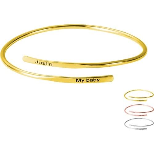 Custom Bangles Name Letter Fashion Customized Charm Adjustable Bracelet Gold ColorPersonalized Pearl Bangles Lovers Birthday