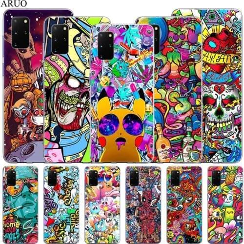 Graffiti Sticker Cute Cartoon Clear Soft TPU Phone Case For Samsung S21 S20 Ultra Note 20 10 Pro 9 8 S10 Lite S10E S9 Plus Cover