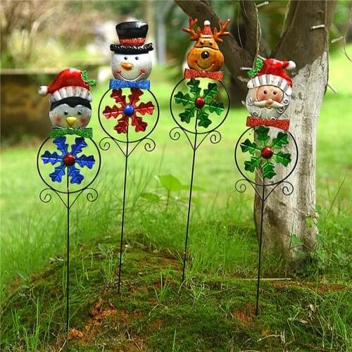 Garden Stakes Decor Ironwork Insert Metal Flower Insert Wind Spinner Ornaments Kinetic Art Plug-in Outdoor Yard Wind-turned