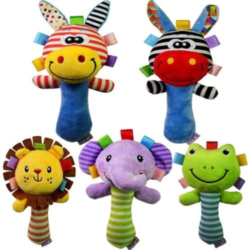 Baby Toys 0-12 Months Cartoon Animal Baby Plush Rattle Mobile Bell Toy Newborn Infant Toddler Early Educational Toys For 0-24M