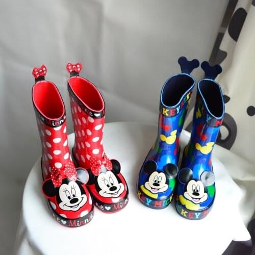 Disney Childrens Cartoon Frozen Elsa Princess Girls Non-slip Soft Bottom Long Rain Boots Four Seasons Boots Water Shoes Thicken