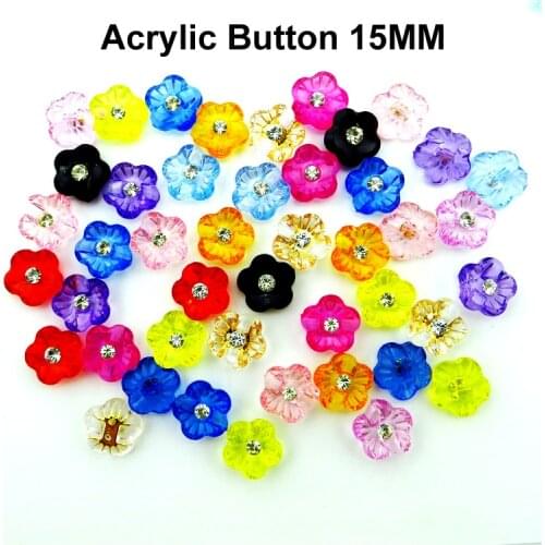 40PCS 15MM Flowers Button Sewing Decorative ACRYLIC Dyed Plastic Buttons Coat Sewing Clothes Accessories A-021-1