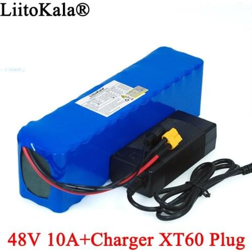 LiitoKala E-bike battery 48v 10ah 18650 li-ion battery pack bike conversion kit 1000w XT60 plug + 54.6v 2A Charger