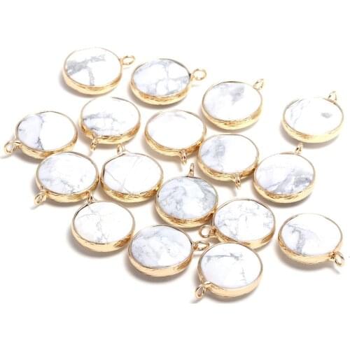 Round White Turquoises Faceted Charms Pendants 17x20mm for Jewelry Making DIY Accessories Bracelet nacklace earring