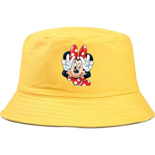 Disney Minnie Mouse Cartoon Bucket Hat Women girls Summer Sunscreen Panama cap Sunbonnet Fedoras панама Outdoor Fisherman Hats