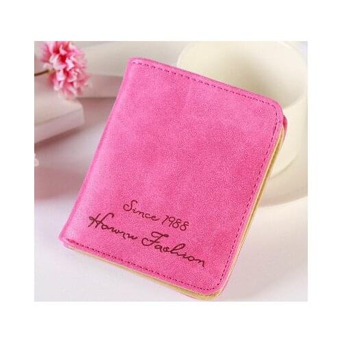 New fashion mens and womens ultra-thin snap short wallet frosted PU leather retro wallet coin purse coin purse student wallet