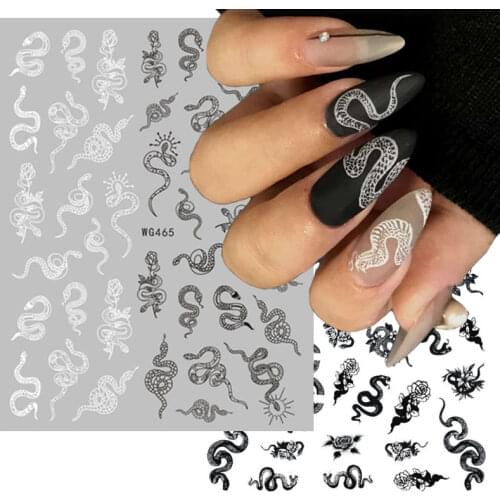 Nail Art Dragon Decals Stickers Red Black Colorful Dragons 3D Back Glue Nails Decal Sticker Printing White Black Color Sticker