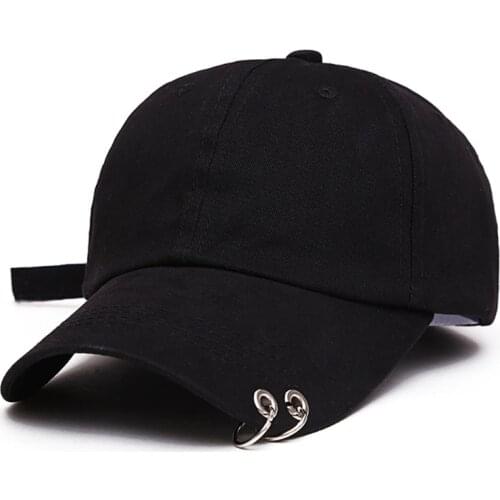2021 New Unisex Mens Womens Solid Color Adjustable Baseball Cap Metal Rings Plain Hat New