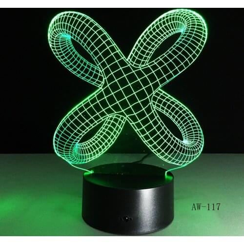 Knot Shape 3D Abstract Graphics Lamp LED Night Light Acrylic Lamparas Atmosphere Lamp Novelty Lighting Party Decorate AW-117