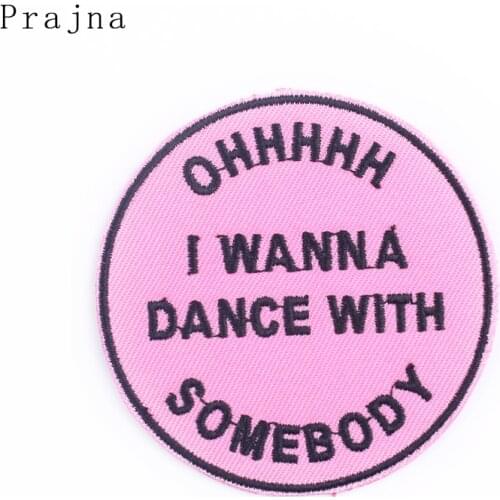 Prajna Cartoon Letters Patch Iron On Embroidered Patches For clothing Stickers Round Badges Patches On clothes Applique Sewing