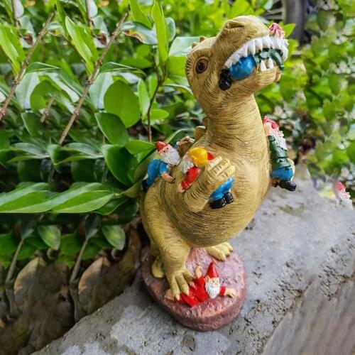 Garden Decorations, Dwarf Dinosaur Shaped Resin Statue Sculpture Artware Decorative Tools for Backyard Park