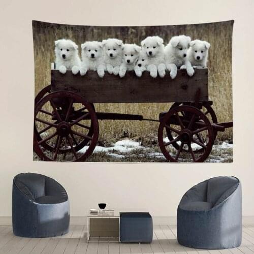 Puppy With Companions Wall Hanging Decor In Living Room Bedroom Apartment Dorm Hotel,Picnic Beach Camping Yoga Playing Mat TT122
