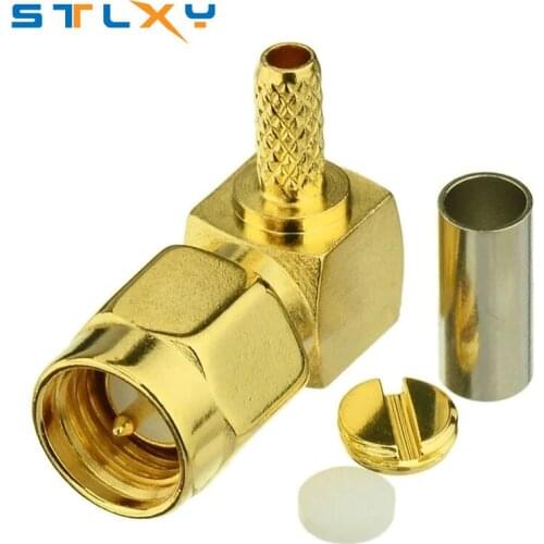 SMA Male Plug 90 Degree Crimp RG174 RG316 LMR100 Cable Right Angle RF Coaxial Connector