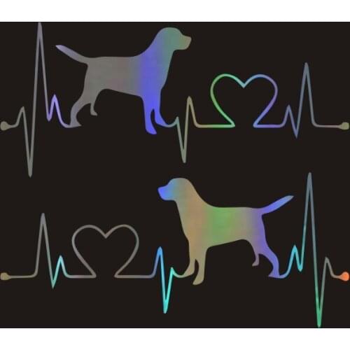 Cartoon Lovely Car Styling Pet Dog Labrador Retriever Heart Beat Reflective Auto Decal Cartoon Car Stickers on Car Body Windows