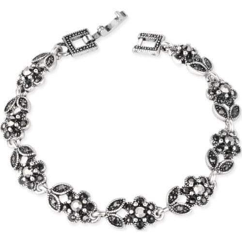 Exquisite Roman Crystal Simple Zircon Bracelet Retro National Style Flower Bracelet Charm Womens Bracelet Fashion Jewelry