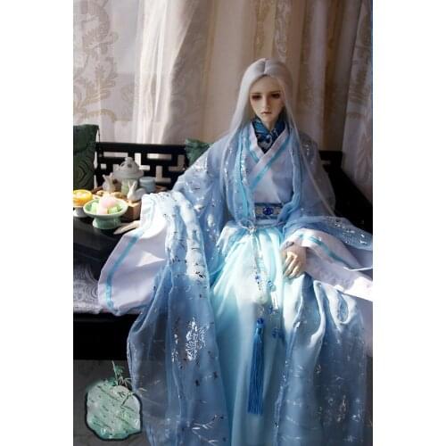 1/4 1/3 Scale BJD Clothes Blue Hanfu Ancient Costume Dress Samurai Outfit For BJD/SD MSD SSDF ID75 Strong Uncle 80cm Doll B0227