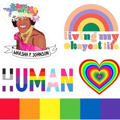 QSUM Pride Stickers for Car, LGBT Funny Bumper Stickers 10pcs,Vinyl Waterproof Support Love Human Five Different Sticker Designs