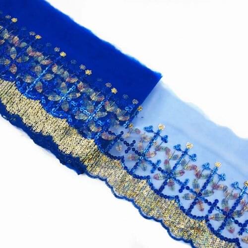 10Yards Beautiful Sequins Embroidery Evening Dress Fabric Mesh Tulle Lace Trim Fabric for Doll Clothing Accessories