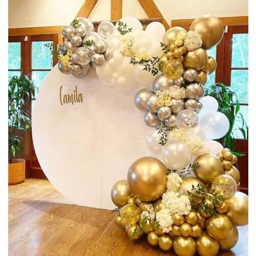117pcs Gold Balloon Arch Garland Kit Silvery Metallic Balloons ,Confetti Balloons for Baby Shower Wedding Decorations Globos