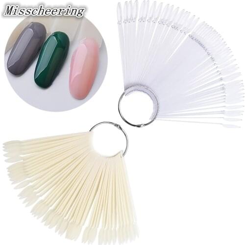 50pcs False Tips Card Display Nail Polish Colors Natural Transparent Bamboo Design Fake Practice Uv Gel DIY Manicure Accessory
