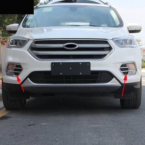 Auto Accessories For Ford Kuga Escape 2017 ABS Chrome Front Head Fog Light Lamp Cover Bezel Protection Car Styling Trim 2Pcs