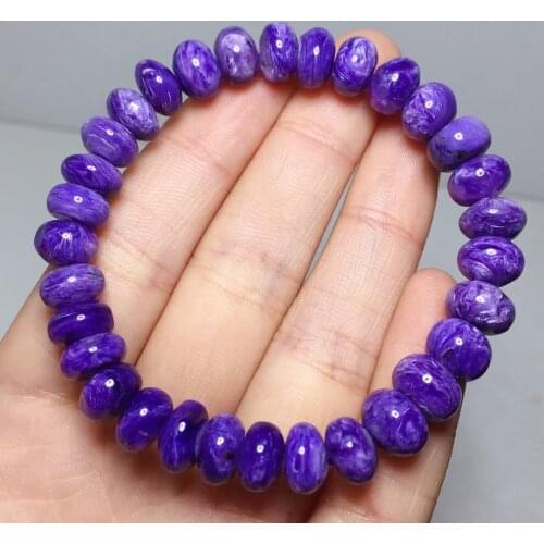 Genuine Natural Purple Charoite Gemstone Bracelet Women Round Abacus Beads Jewelry 10mm Russian Healing Stone From Russia AAAAA