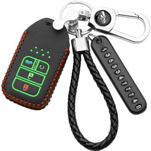 High Quality New Top Layer Leather Car Key Case Cover For Honda Hrv Civic 2017 Accord 2003-2007 Crv Freed Pilot Auto Accessories