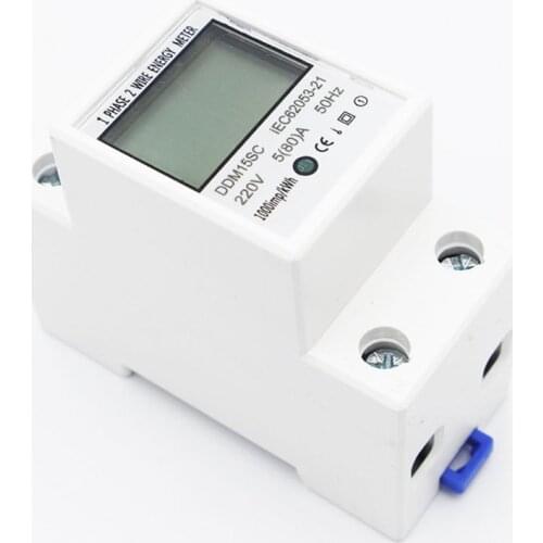 Digital Energy Meter 1 Phase 2 Wires 5(80)A Din Rail Electronic Energy KWh Meter