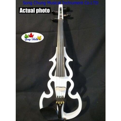 Pretty white color SONG Brand streamline 4/4 electric violin,solid wood #7861