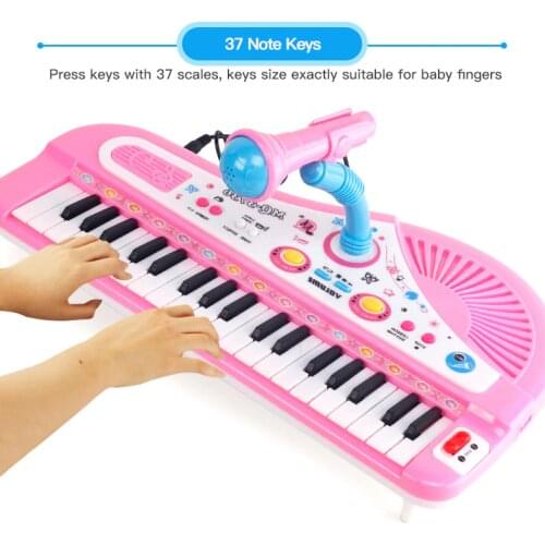 Children Electronic Organ 37Keys Electric Piano Music Electronic Keyboard Beginners Mini Microphone Puzzle Early Education Toys