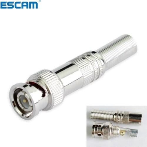 ESCAM 10 Pcs/lot BNC Connector Male for RG-59 Coaxical Cable, Brass End, Crimp, Cable Screwing, For CCTV Camera Surveillance Kit