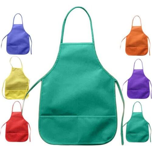 New Kids Apron Child Painting Cooking Baby Kitchen Painting DIY Art Non-woven Fabric Pocket Apron Hot Sale Toddler Clean Aprons