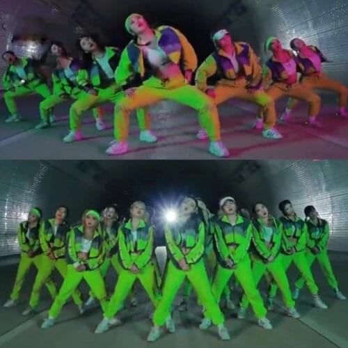 Hip Hop Costumes Women 3M Reflective Fluorescent Green Jazz Team Performance Clothing Adults Men Street Dance Stage Wear DN5371