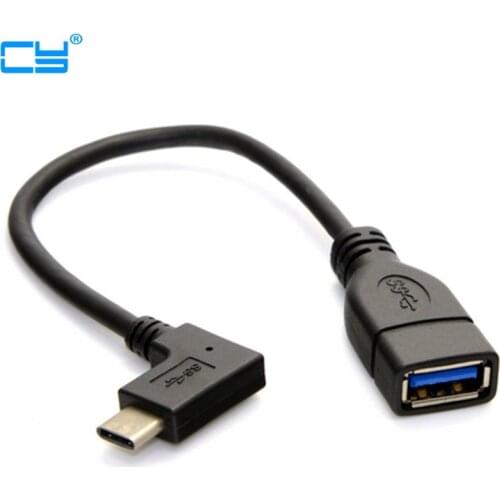 10cm 90 Degree Right Angled USB-C USB 3.1 Type C Male to A Female OTG Data Cable for Tablet Mobile Phone