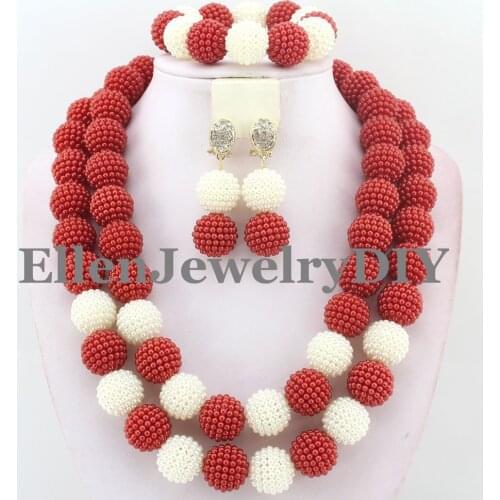 African Necklace Jewelry Set Nigerian Beaded Wedding Jewelry Set Free Shipping W10404