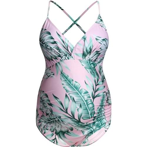 Women Maternity Pregnant Printing Floral Backless Bikinis Swimsuit Beachwear umstandsbademode takini maillot de bain femme 2020