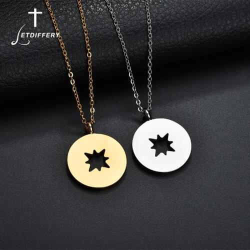 Letdiffery High Quality Stainless Steel Hollow Snowflake Pendant Necklace For Women Star Chain Necklace Jewelry