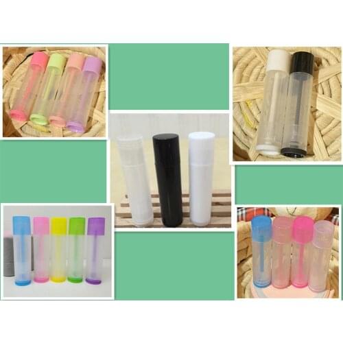 Lot of 100pcs Empty LIP BALM Tubes 5g lip stick container clear white black purple blue yellow pink green