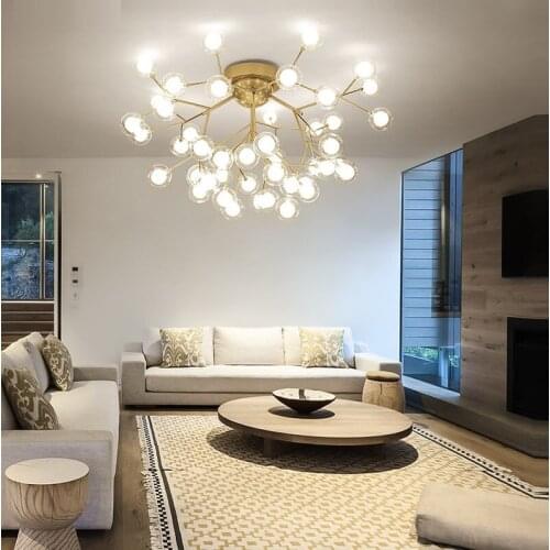 Modern Led Ceiling Chandeliers Lighting black/gold tree branch Ceiling Mount Kids Lamps ball glass shades lights For Living Room