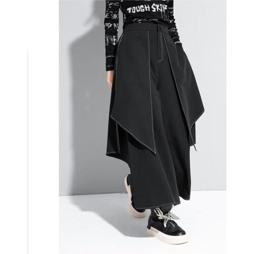Foreign trade dark three-dimensional cutting, open line decoration, loose and thin wide leg pants
