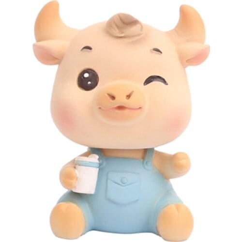 Cute Cow Toy Blessing Souvenir Gift Character Decoration Cow Toy Decor Home Decoration 2021 New Arrival Cute Swaying Bull Statue