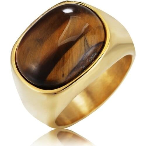 High Quality Metal Men Punk Cat Eye Opal Engagement Ring Classic Rock Party Jewelry