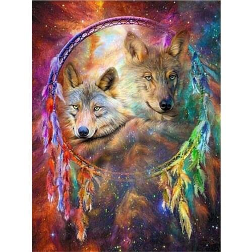 Wolf Dreamcatcher Animal Printed 11CT Cross Stitch DIY Embroidery Complete Kit DMC Threads Hobby Handicraft Handmade Counted