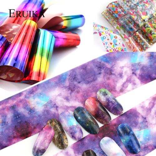 10pcs 4*20cm Mix Colorful Nail Transfer Foil Sticker Nails Wraps Multi-pattern Transfer Sticker Wraps DIY Folis Nail Art Tool